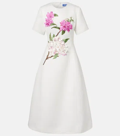 Leo Lin Caroline Floral-appliqué Midi Dress In White