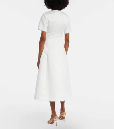 Leo Lin Caroline Floral-appliqué Midi Dress In White