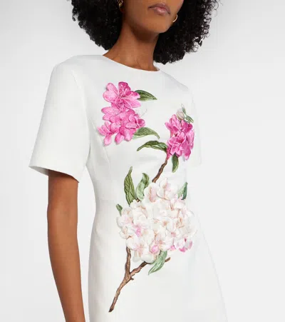 Leo Lin Caroline Floral-appliqué Midi Dress In White