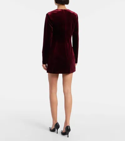 Leo Lin Aliza Floral-appliqué Velvet Minidress In Burgundy