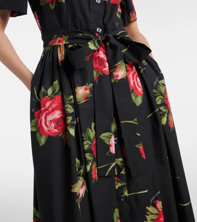 Dolce & Gabbana Belted Gathered Floral-print Cotton-poplin Midi Dress In Multi