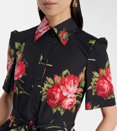 Dolce & Gabbana Belted Gathered Floral-print Cotton-poplin Midi Dress In Multi