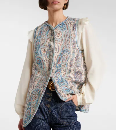 Etro Floral Paisley-motif Jacquard Waistcoat In Neutral