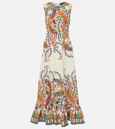 Etro Floral Paisley-print Cotton Maxi Dress In Multi