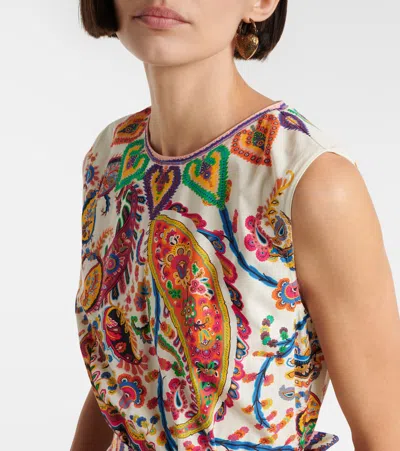 Etro Floral Paisley-print Cotton Maxi Dress In Multi