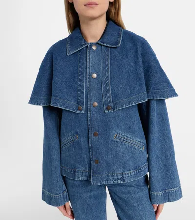Frame Womens Figure The Cape Boxy-fit Denim Jacket In Blue