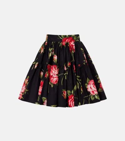 Dolce & Gabbana Black Mini Skirt With Floral Print Dolce E Gabbana