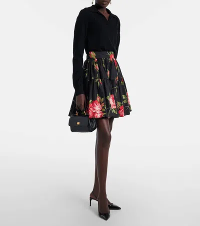 Dolce & Gabbana Black Mini Skirt With Floral Print Dolce E Gabbana