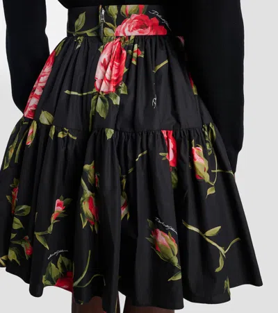 Dolce & Gabbana Black Mini Skirt With Floral Print Dolce E Gabbana