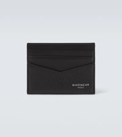 Givenchy Black Card Holder With V Detail And Logo Lettering On The Front In Leather Man In Black