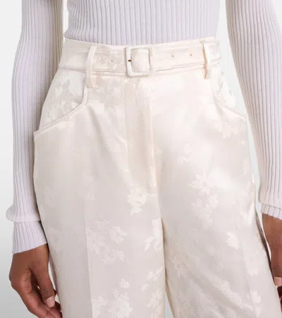 Gabriela Hearst Norman Embroidered Silk Wide-leg Pants In Neutral