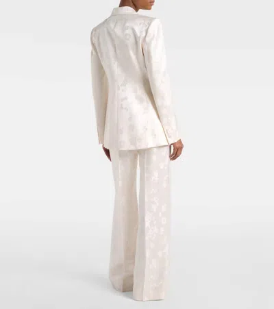 Gabriela Hearst Norman Embroidered Silk Wide-leg Pants In Neutral