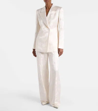 Gabriela Hearst Norman Embroidered Silk Wide-leg Pants In Neutral