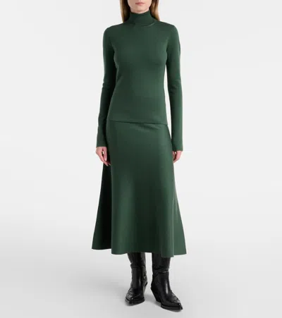 Gabriela Hearst May Wool, Cashmere, And Silk Turtleneck Top In Green
