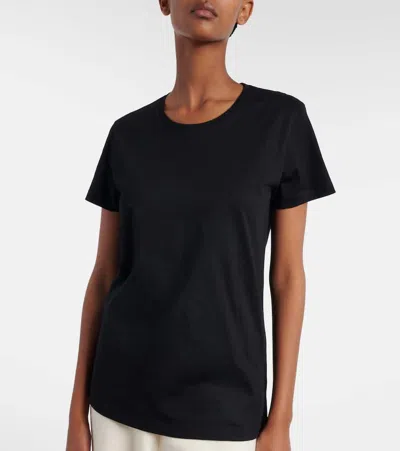 Moncler Crewneck Cotton T-shirt Patch On Sleeve In Black