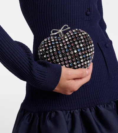 Self-portrait Multicolor Heart Shaped Clutch With Pearl Embellishments And Bow Detail In Tech Fabric Woman In Pattern