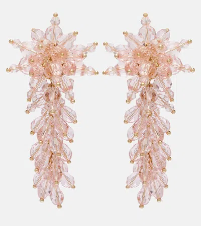 Self-portrait Crystal-embellished Drop Earrings In Pink