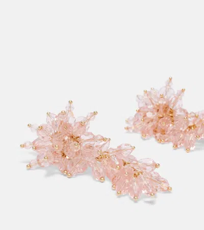 Self-portrait Crystal-embellished Drop Earrings In Pink