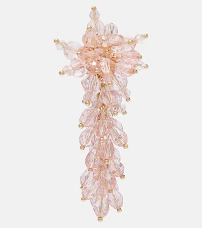 Self-portrait Crystal-embellished Drop Earrings In Pink