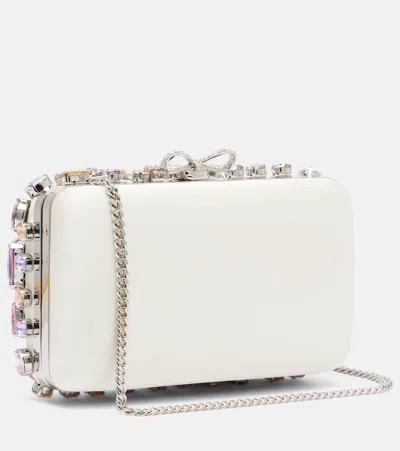 Self-portrait Crystal-embellished Box Clutch In Blue