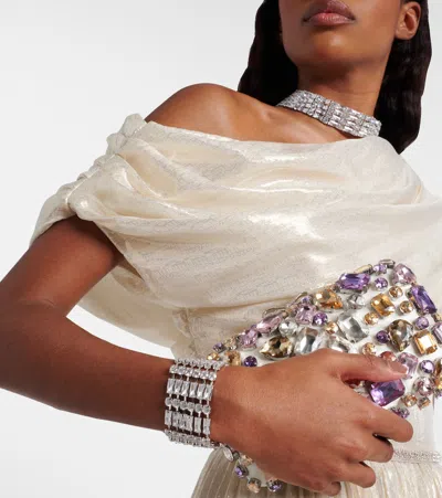 Self-portrait Crystal-embellished Bracelet In Metallic