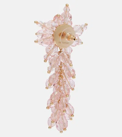 Self-portrait Crystal-embellished Drop Earrings In Pink