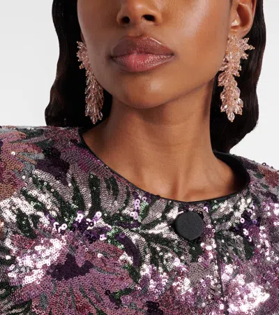 Self-portrait Crystal-embellished Drop Earrings In Pink