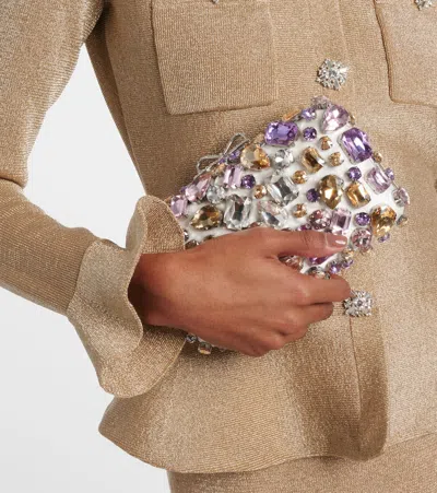 Self-portrait Crystal-embellished Box Clutch In Blue