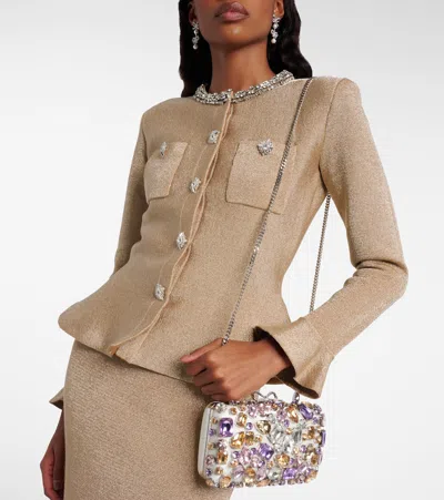 Self-portrait Crystal-embellished Box Clutch In Blue