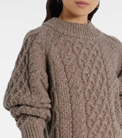 Emilia Wickstead Emory Cable-knit Wool Sweater In Brown