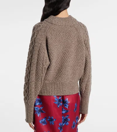 Emilia Wickstead Emory Cable-knit Wool Sweater In Brown