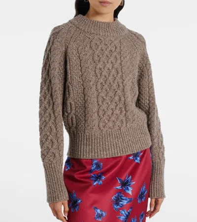 Emilia Wickstead Emory Cable-knit Wool Sweater In Brown