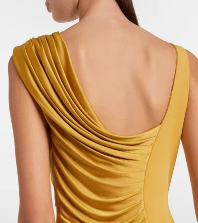 Versace Medusa '95 Draped Jersey Gown In Yellow