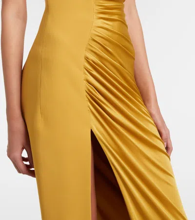 Versace Medusa '95 Draped Jersey Gown In Yellow
