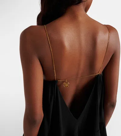 Chloé Open-back Embellished Tiered Silk-georgette Maxi Dress In Black