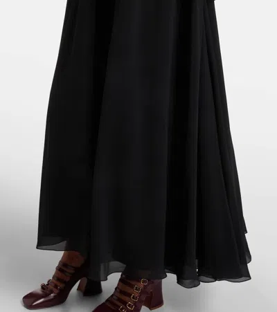 Chloé Open-back Embellished Tiered Silk-georgette Maxi Dress In Black