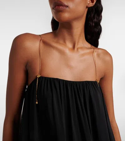 Chloé Open-back Embellished Tiered Silk-georgette Maxi Dress In Black