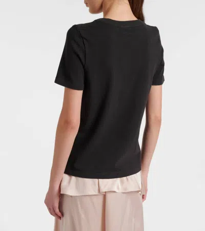 Chloé Women Black Crewneck T-shirt With Maxi Logo Print On The Front In Cotton Woman In Black