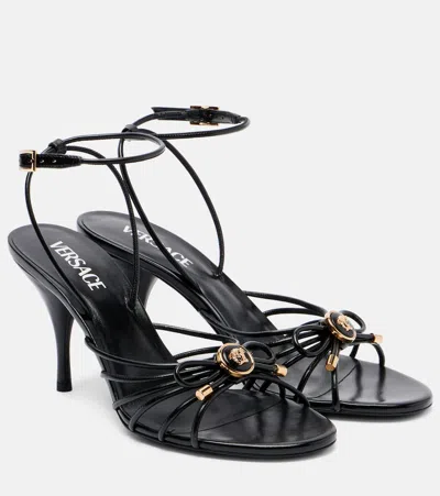 Versace Nappa Leather Sandals Strappy Design Ankle Strap In Multi