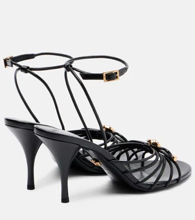 Versace Nappa Leather Sandals Strappy Design Ankle Strap In Multi