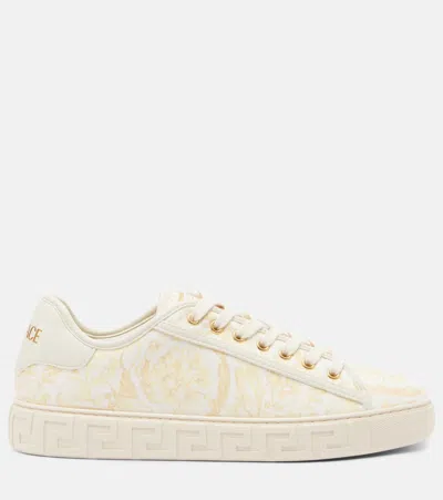 Versace Barocco Jacquard Greca Low Top Sneaker In White