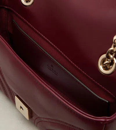 Gucci Gg Marmont Small Leather Shoulder Bag In Burgundy