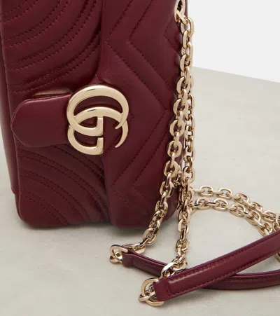 Gucci Gg Marmont Small Leather Shoulder Bag In Burgundy