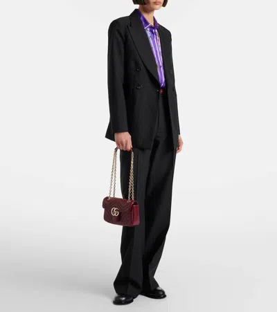 Gucci Gg Marmont Small Leather Shoulder Bag In Burgundy