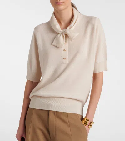 Jardin Des Orangers Bow-detail Wool And Cashmere Sweater In Neutral