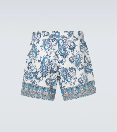 Etro Swim Shorts With Placed Leafy Paisley Print In Blue