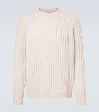 Allude Ribbed-knit Wool And Cashmere Sweater In Neutral