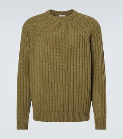 Allude Ribbed-knit Wool And Cashmere Sweater In Green