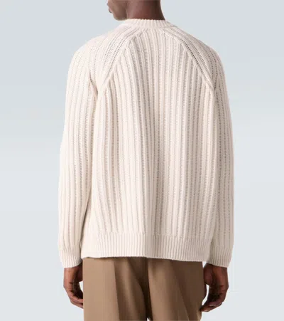 Allude Ribbed-knit Wool And Cashmere Sweater In Neutral