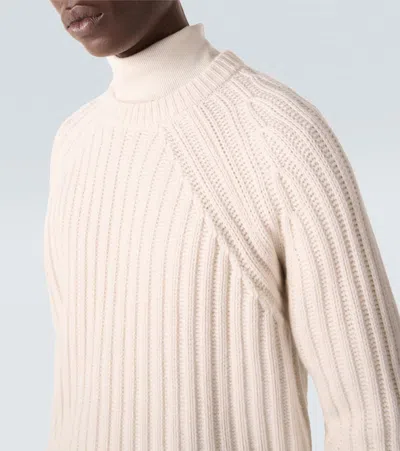 Allude Ribbed-knit Wool And Cashmere Sweater In Neutral